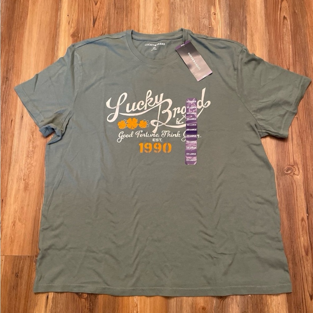 Lucky Brand Graphic Green Men's Shirt NWT. 2 XL